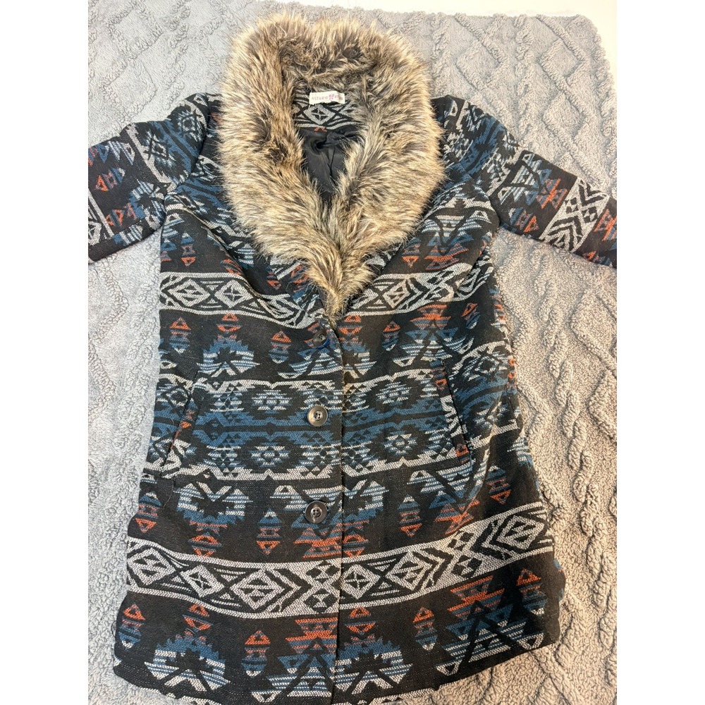 Altar's State Coat Jacket Detachable Faux Fur Collar Women's Size Small